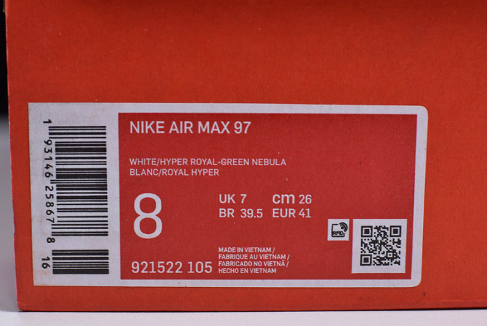 Nike Air Max 97  "White Royal Green Nebula" 921522-105